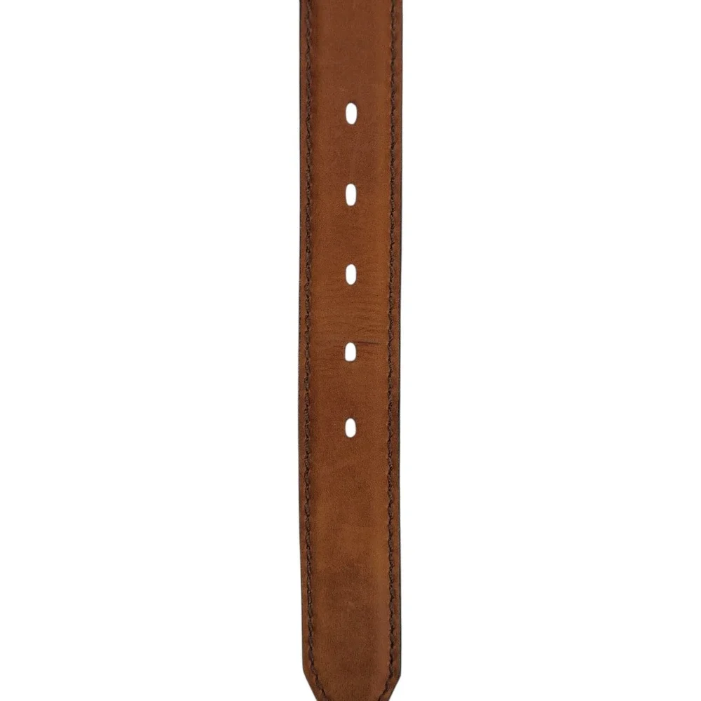 Justin Leather Belt Size 38 Brown Made in USA Silver Tone Buckle Western 247BD
